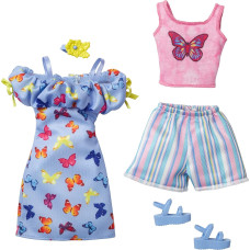 Барби Одежда Barbie Fashions 2-Pack Clothing Set ,Butterfly Print Dress