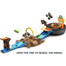 Трек Хот Вілс Мега Шина трамплін 6 машинок Hot Wheels Monster Trucks Stunt Tire Playset HHY74