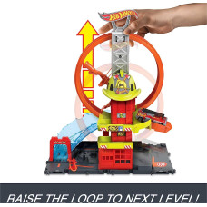 Ігровий набір Хот Вілс Супер петля з пожежною станцією Hot Wheels Toy Car Track Set City Super Loop Fire Station