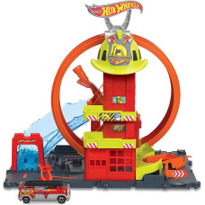 Ігровий набір Хот Вілс Супер петля з пожежною станцією Hot Wheels Toy Car Track Set City Super Loop Fire Station