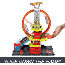 Ігровий набір Хот Вілс Супер петля з пожежною станцією Hot Wheels Toy Car Track Set City Super Loop Fire Station