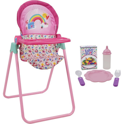 Ігровий набір стільчик для годування Бебі Алів Baby Alive 509 Crew Doll High Chair Set Pink & Rainbow 6