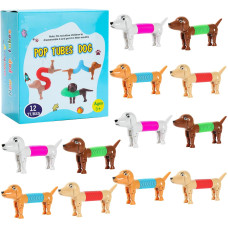 Ігровий набір сенсорних грушок Поп-трубки з тваринами Sensory Fidget pop Tubes 12 Pack Dog