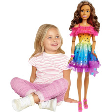 Велика лялька Барбі з каштановим волоссям Barbie Large Doll with Brown Hair 28 Rainbow Dress