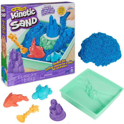 Кінетичний пісок синій з лотком 454 г Kinetic Sand Sandbox Set 1lb Blue Play Sand