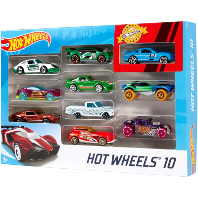 Набір машинок Хот Вілс 10 шт у масштабі 1:64 Hot Wheels Set of 10 1:64 Scale Toy Trucks and Cars