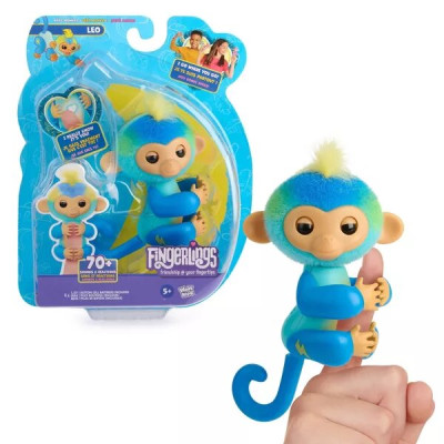 Интерактивная игрушка обезьянка Fingerlings 2023 NEW Interactive Baby Monkey  Leo (Blue)