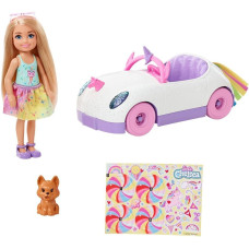 Ігровий набір лялька барбі Челсі та кабріолет Barbie Chelsea Doll Toy Car with Unicorn Theme