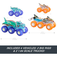 Игровой набор гоночных машинок Hot Wheels Monster Trucks 1 64 Scale Mega Wrex Tiger Shark