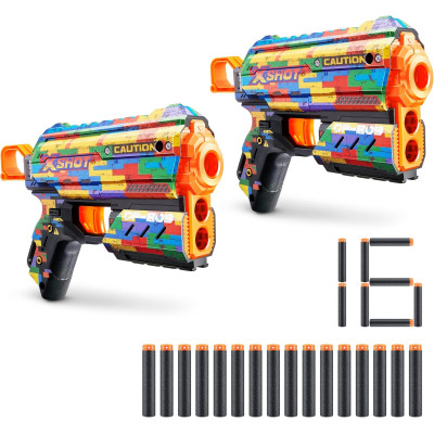 Скорострельный бластер XSHOT Skins Flux Blaster with 16 Darts  Striper Skin 2 Pack by ZURU