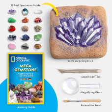Игровой набор раскопки драгоценных камней NATIONAL GEOGRAPHIC Mega Gemstone Dig Kit  Dig Up 15