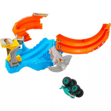 Игровой набор монтстр Атака акулы Hot Wheels Monster Trucks Corkscrew Shark Smash Track Set