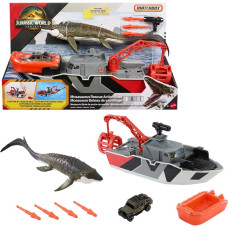 Спасательная лодка с Динозавром Мозозавром Mattel Matchbox Jurassic World  Dino Boat with Mosasaurus JGG61