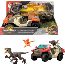 Игровой набор машинка с динозавром Mattel Jurassic World Launch N Battle Truck Martin Krebs Figure Raptor