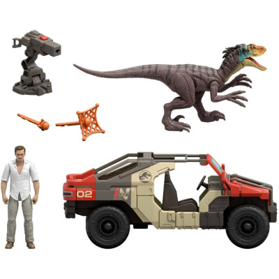 Ігровий набір машинка з динозавром Mattel Jurassic World Launch N Battle Truck Martin Krebs Figure Raptor