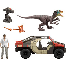 Игровой набор машинка с динозавром Mattel Jurassic World Launch N Battle Truck Martin Krebs Figure Raptor