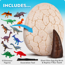 Игровой набор Раскопки динозавра National Geographic Jumbo Dinosaur Egg Dig Kit  Excavate 12 Figures