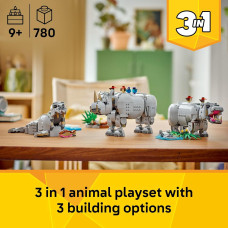 Конструктор Лего Дикие животные Величественный носорог и птицы LEGO Creator 3 in 1 Wild Animals Majestic Rhino 31171