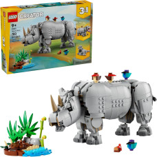 Конструктор Лего Дикие животные Величественный носорог и птицы LEGO Creator 3 in 1 Wild Animals Majestic Rhino 31171