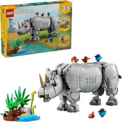 Конструктор Лего Дикие животные Величественный носорог и птицы LEGO Creator 3 in 1 Wild Animals Majestic Rhino 31171