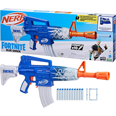 Іграшковий бластер Фортнайт Nerf Fortnite Blue Shock Blaster 10 Dart Clip