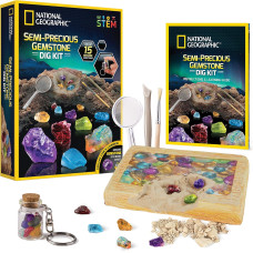Набор STEM для раскопок полудрагоценных камней National Geographic Semi Precious Gemstone Dig Kit for Kids  15 Real Gems