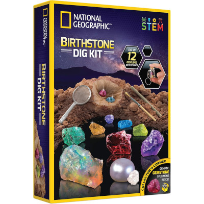 Набір для розкопок каміння National Geographic Birthstone Dig Kit Science Kit with 12 Genuine