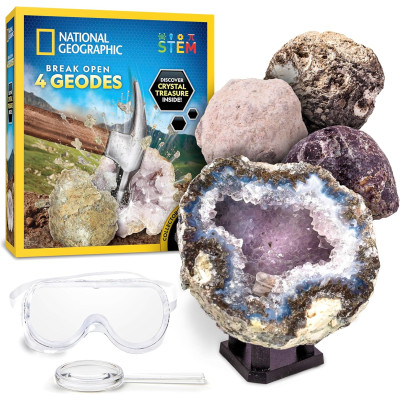 Набір STEM для вивчення кристалів NATIONAL GEOGRAPHIC Break Open 4 Geodes Science Kit