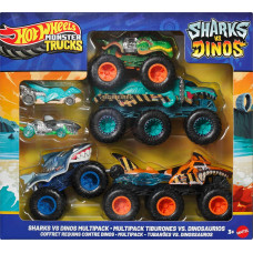 Іграшкові машинки та вантажівки монстри Hot Wheels Cars Monster Trucks Sharks vs Dinos Multipack JGD68 Іграшкові машинки та вантажівки монстри Hot Wheels Cars Monster Trucks Sharks vs Dinos Multipack JGD68
