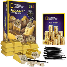 Игровой набор STEAM поиски золота National Geographic Fool s Gold Dig Kit 12 Gold Bar Dig Bricks