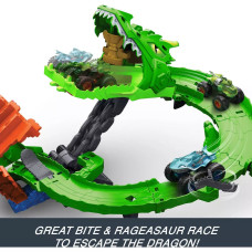 Ировой набор Акулы против монстров грузовиков Hot Wheels Monster Trucks Sharks vs Dinos Dragon Destruction