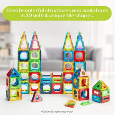 Розвиваючий набір STEM магнітних 3D плиток Discovery 100 Piece 3D Magnetic Tiles Set Educational STEM