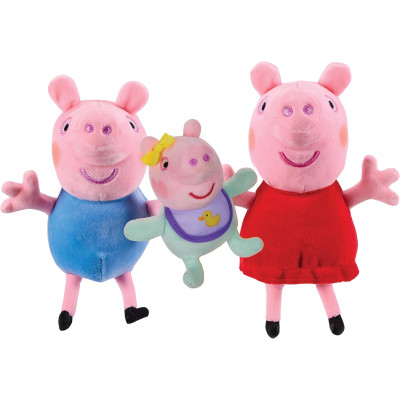 М'які плюшеві іграшки Свинка Пеппа Джордж та Еві Peppa Pig Peppa George and Evie 3 Pack