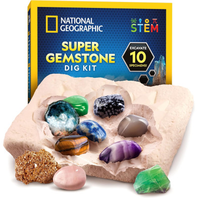 Набір STEM для пошуку дорогоцінного каміння National Geographic Gemstone Dig Kit Dig Up 10