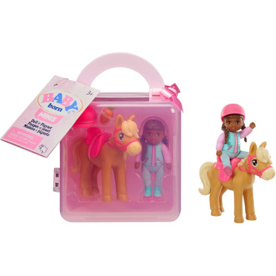 Міні лялька Бебі Борн з конем та аксесуарами  BABY born MINIS Playset  Deep Skin Tone Doll
