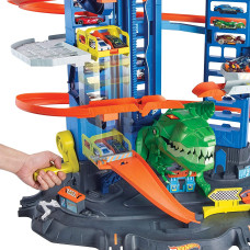 Гараж Трек Хот Вилс с динозавром Hot Wheels City Robo T-Rex Ultimate Garage GJL14
